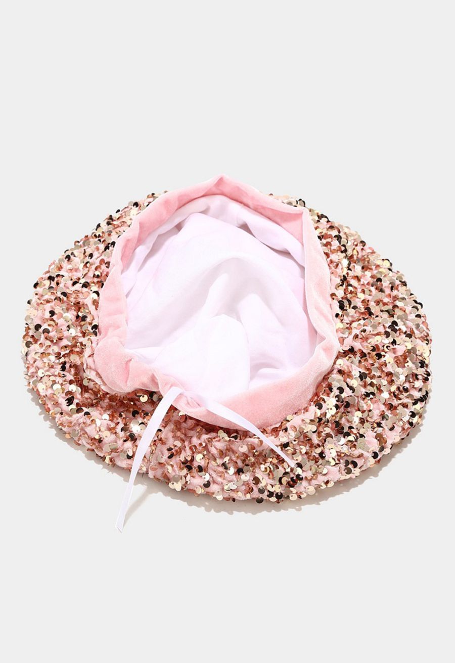 Full Sequin Dazzling Beret Hat