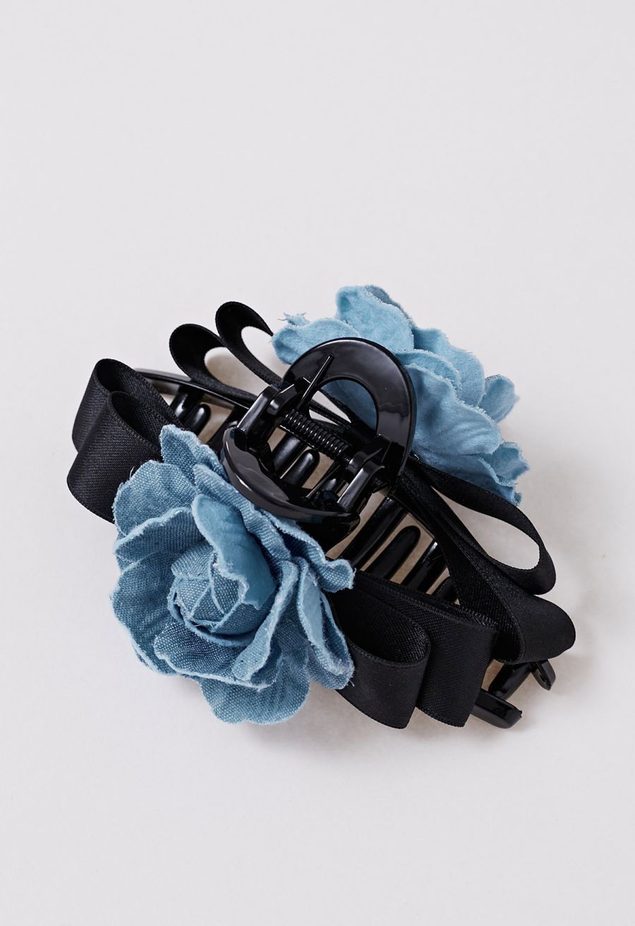 Denim Blue Floral Handmade Hair Clip