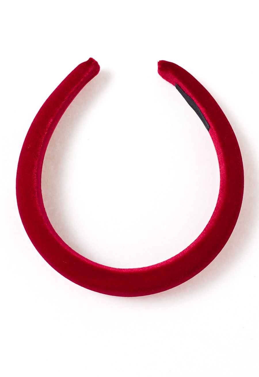 Sleeky Velvet Sponge Headband in Red