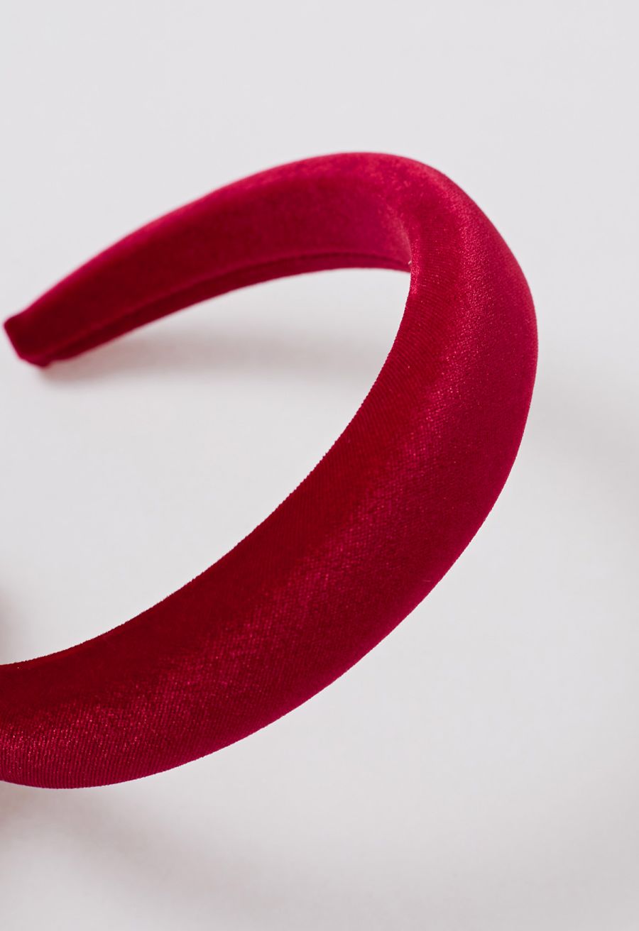 Sleeky Velvet Sponge Headband in Red