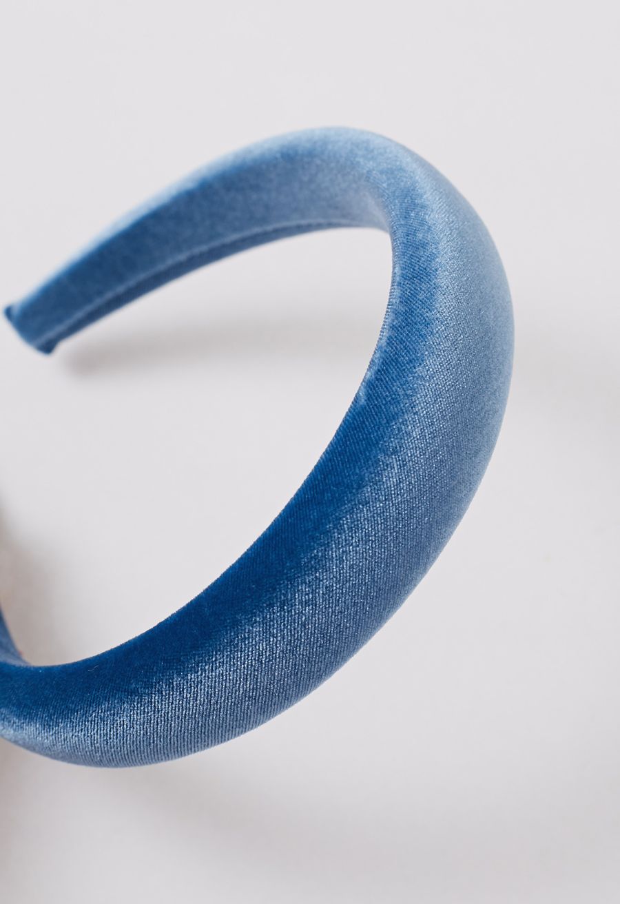 Sleeky Velvet Sponge Headband in Blue