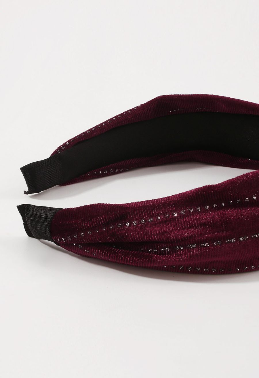 Monochromatic Knotted Velvet Headband in Burgundy