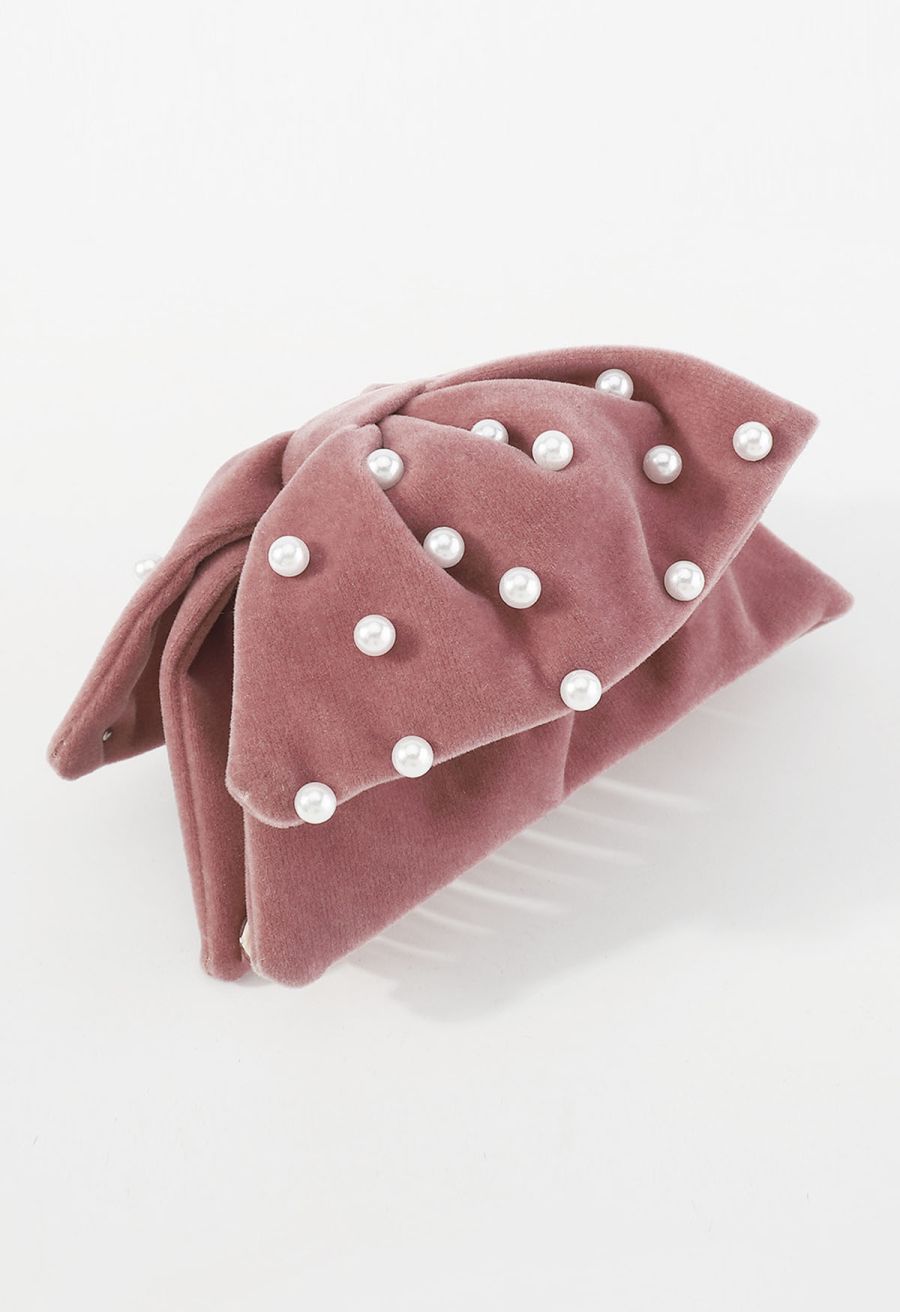 Pearly Bowknot Hair Claw in Pink
