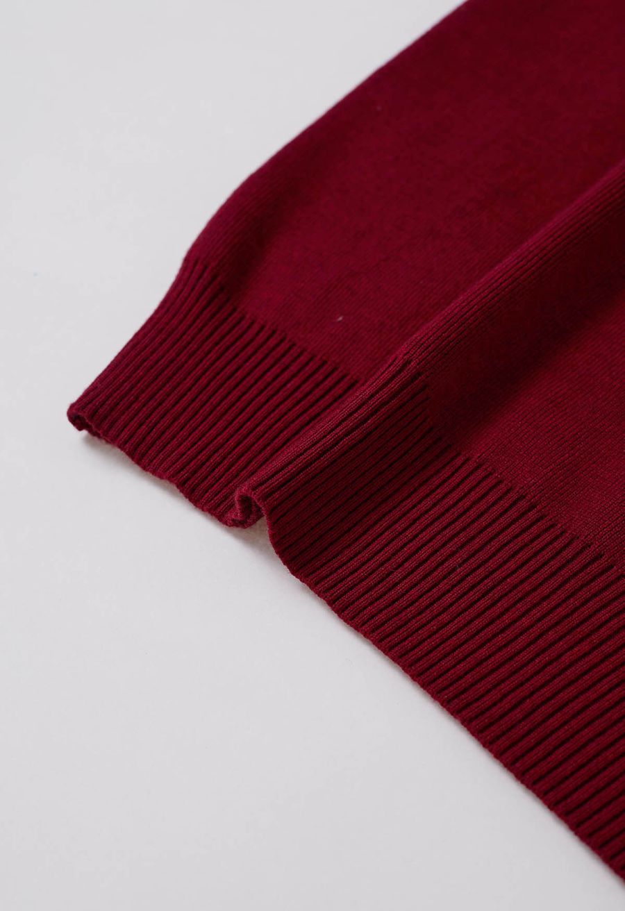 Alluring Side Knot Knit Top in Red