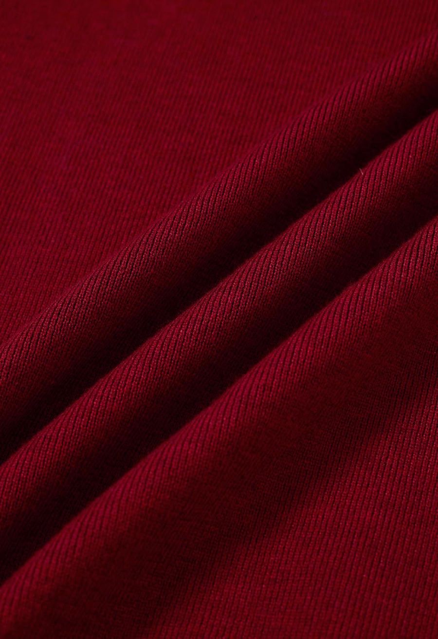 Alluring Side Knot Knit Top in Red