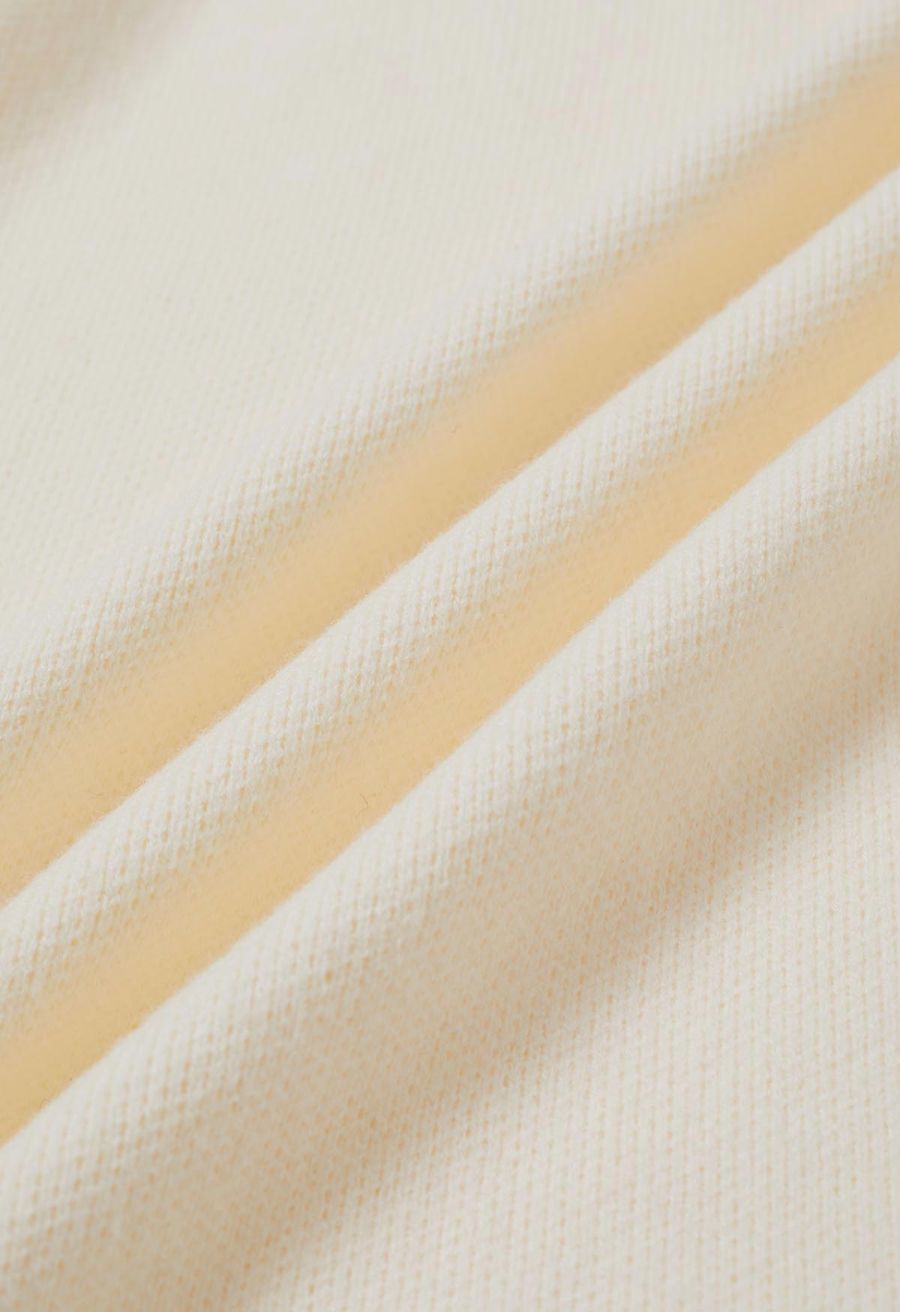 Casual-Chic Wide Lapel Knit Cardigan in Ivory