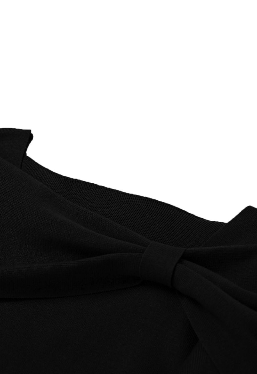 Alluring Side Knot Knit Top in Black