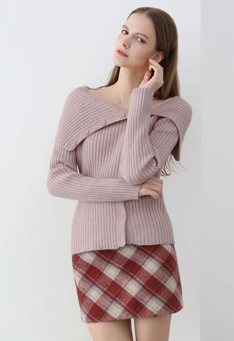 Iconic Plaid Pattern Mini Bud Skirt in Red