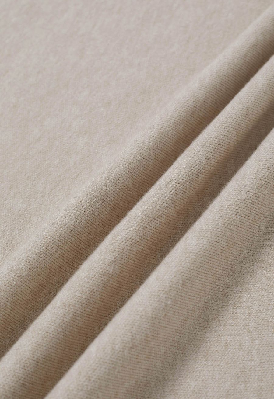 Solid Color A-Line Knit Midi Skirt in Ivory