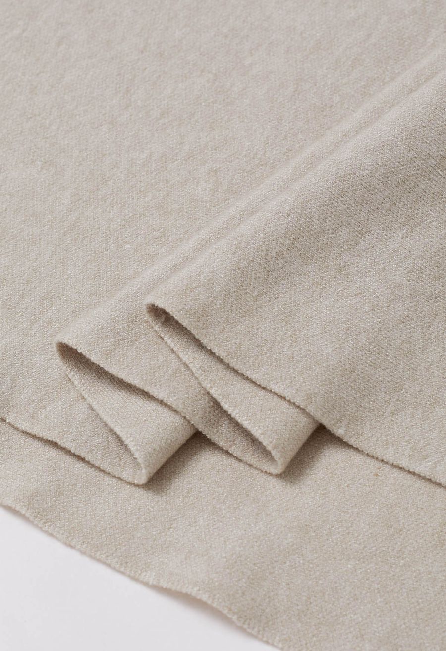 Solid Color A-Line Knit Midi Skirt in Ivory