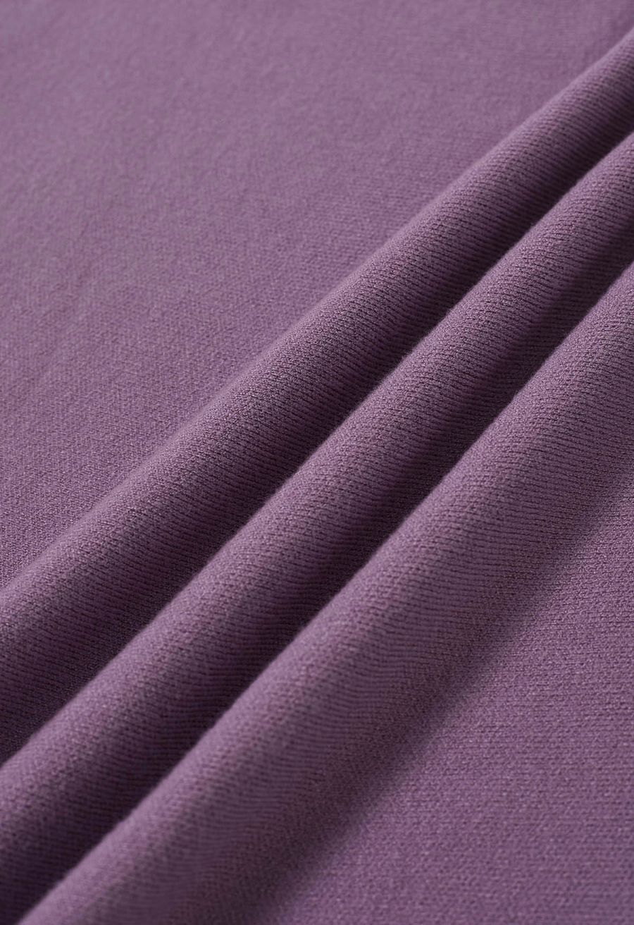 Solid Color A-Line Knit Midi Skirt in Lilac