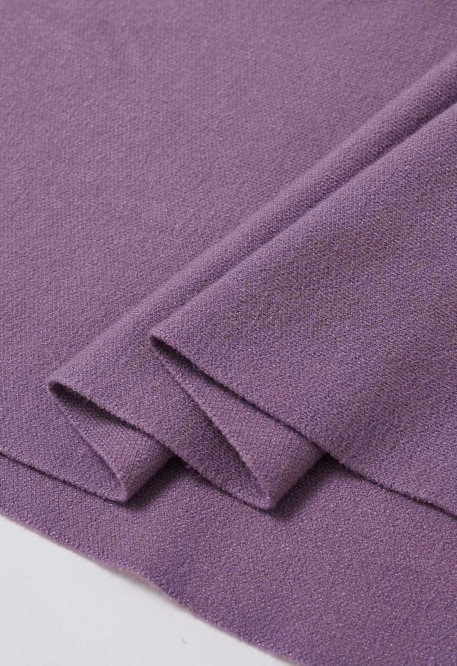 Solid Color A-Line Knit Midi Skirt in Lilac