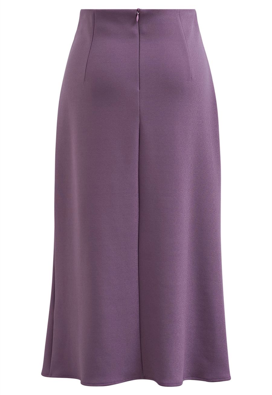 Side Pleat Front Slit Pencil Skirt
