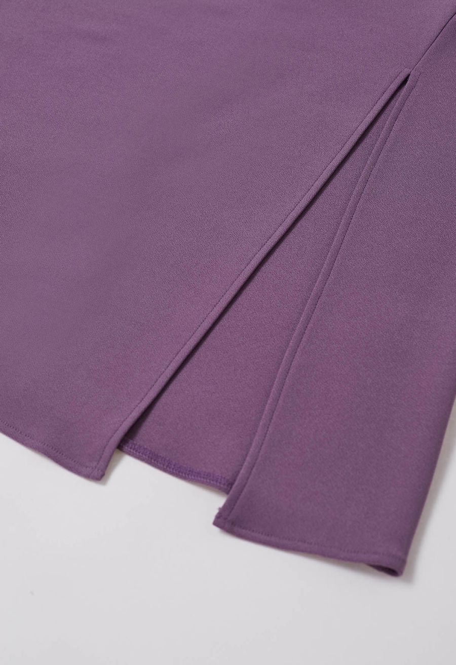 Side Pleat Front Slit Pencil Skirt