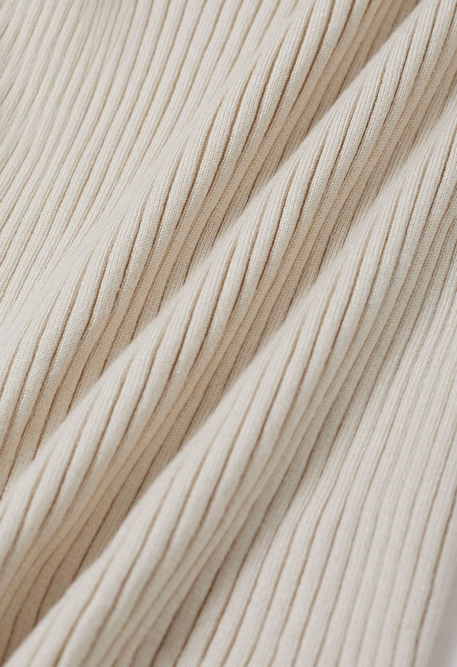 Crisscross Full Ribbed Knit Top in Cream