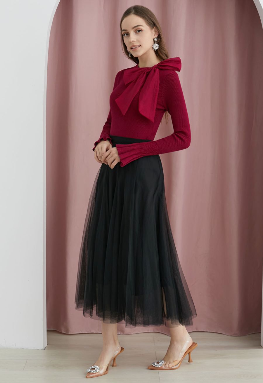 My Secret Garden Tulle Maxi Skirt in Black
