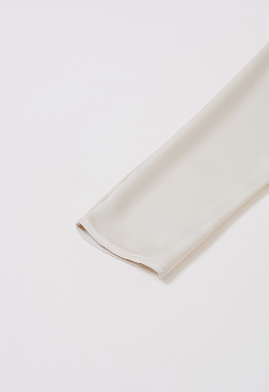 Satin Boat Neck Wrapped Waist Maxi Dress in Ivory