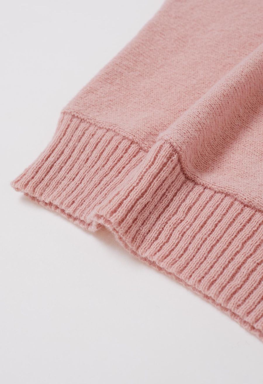 Merry Turtleneck Batwing Sleeve Knit Sweater in Pink