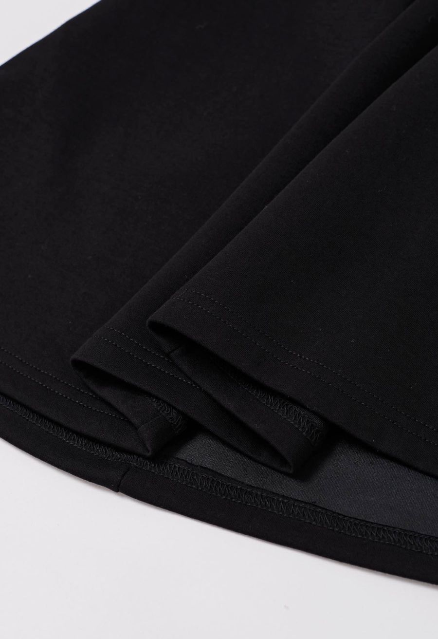 Contrast Big Bow Cold-Shoulder Flare Dress