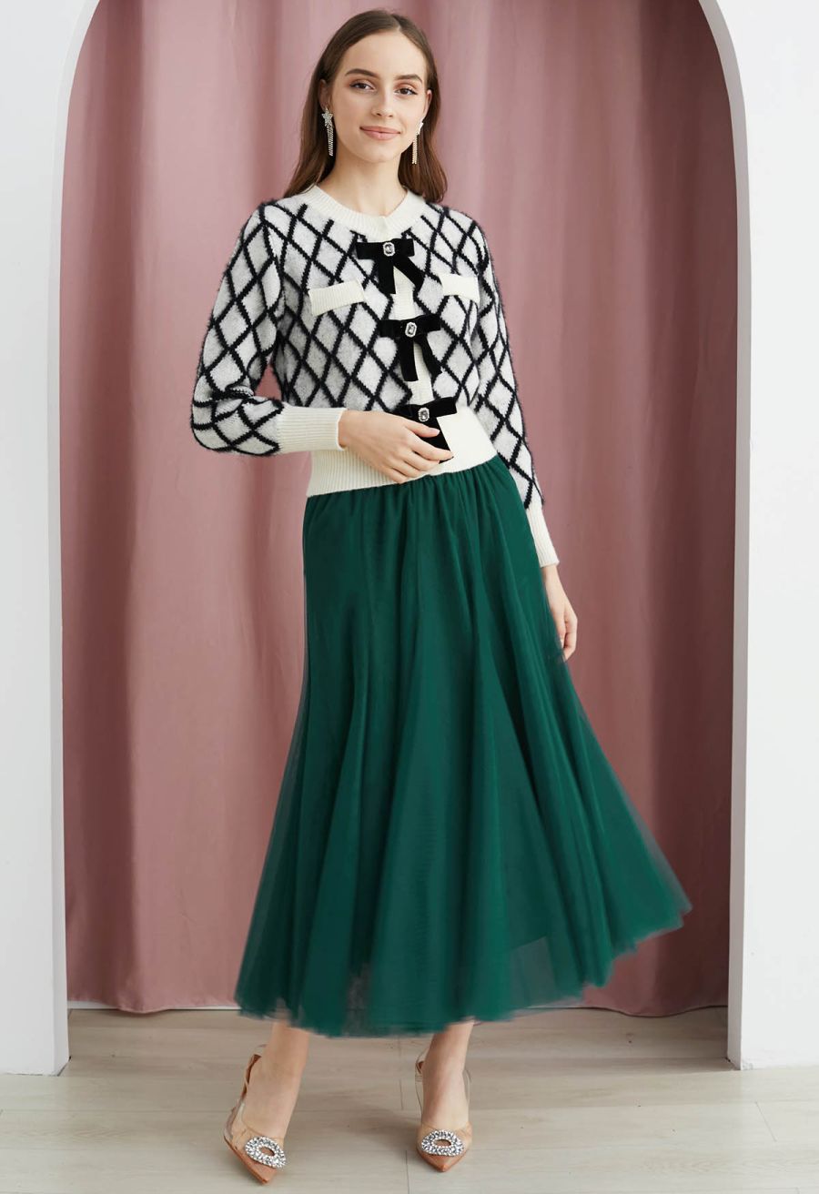 My Secret Garden Tulle Maxi Skirt in Dark Green