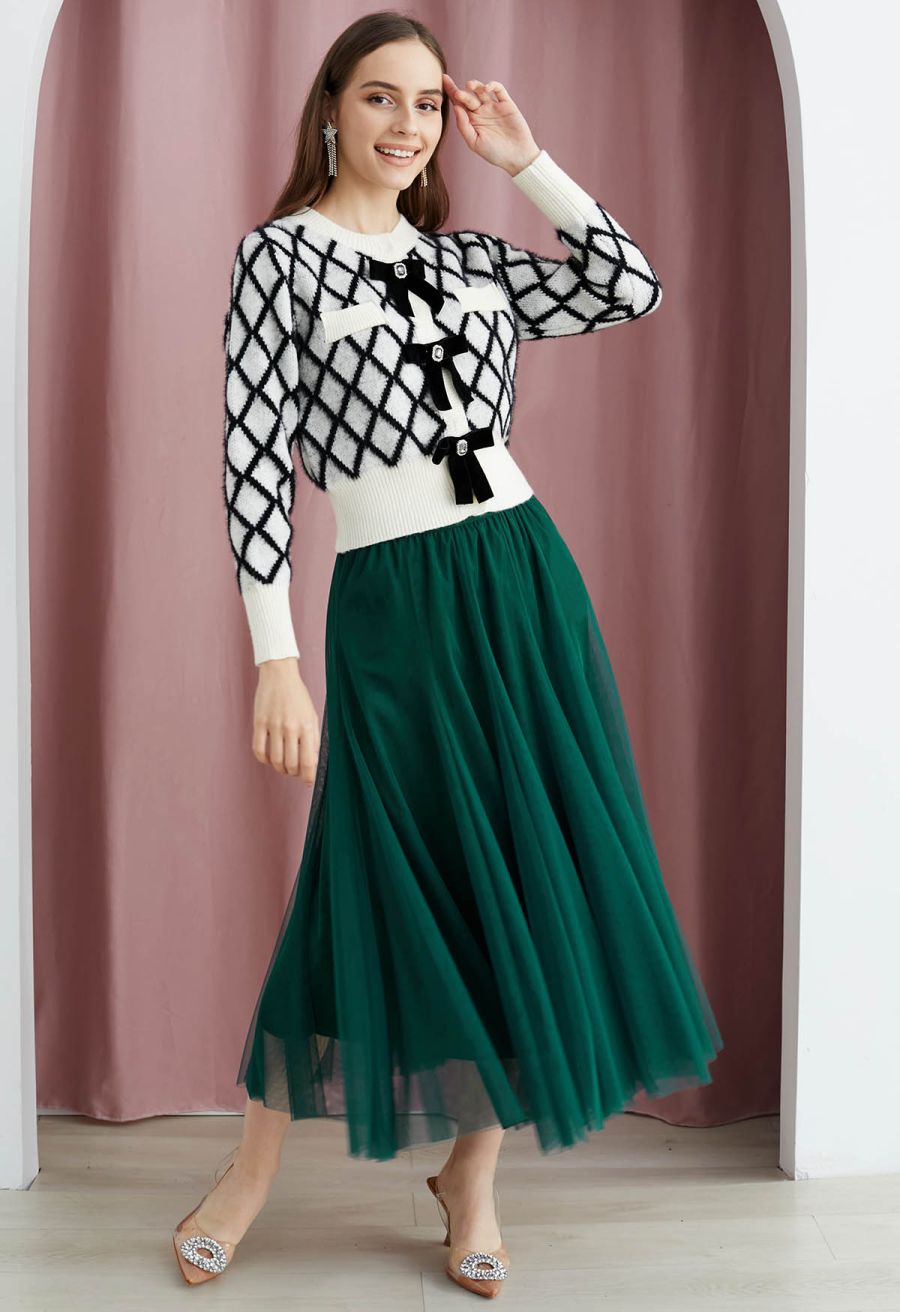 My Secret Garden Tulle Maxi Skirt in Dark Green