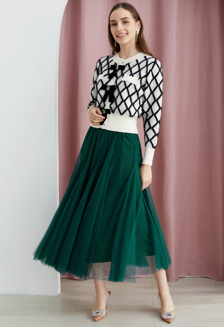 My Secret Garden Tulle Maxi Skirt in Dark Green