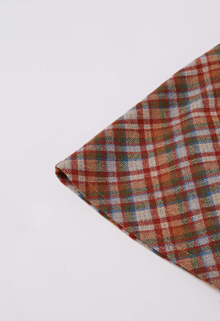 Retro Plaid Wool-Blend Mini Bud Skirt in Red