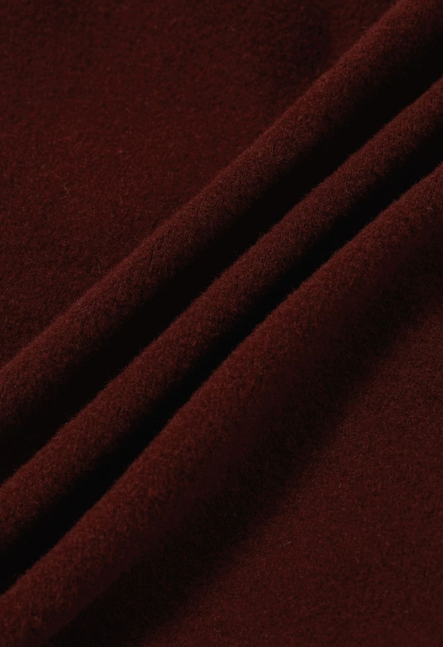 Cross V-Neck Long Sleeves Top in Burgundy