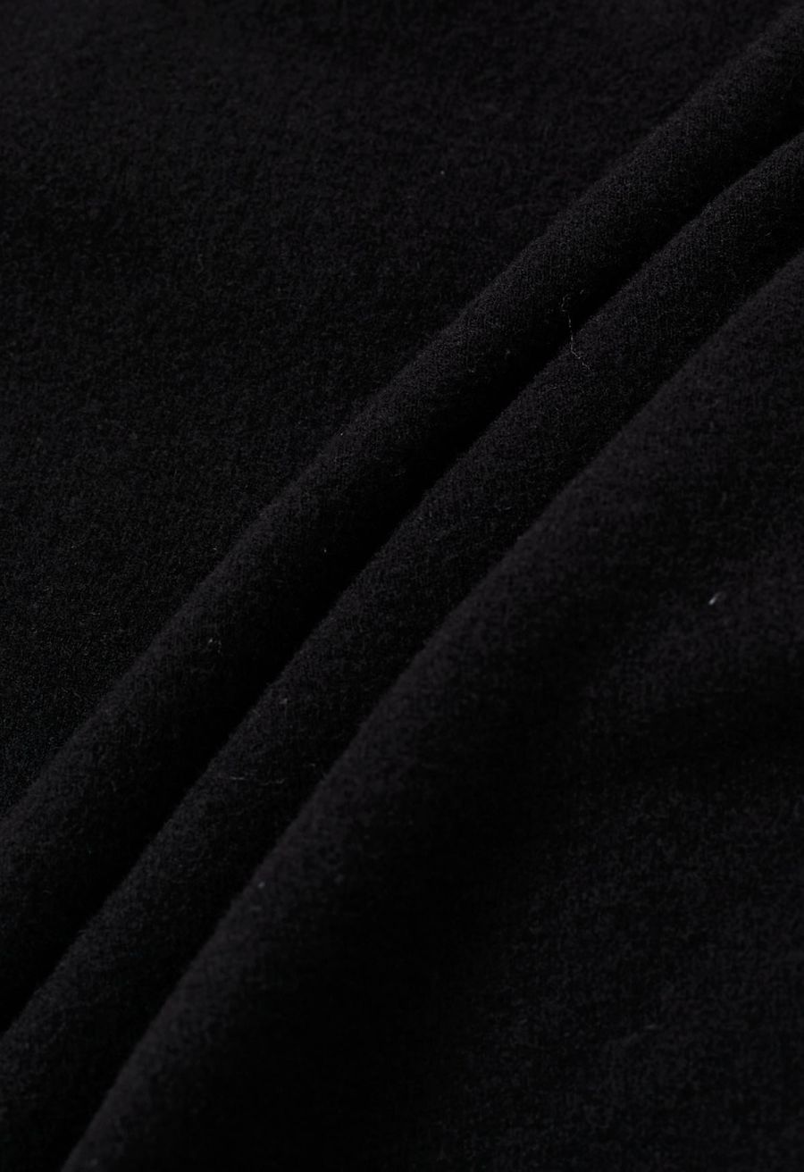 Cross V-Neck Long Sleeves Top in Black