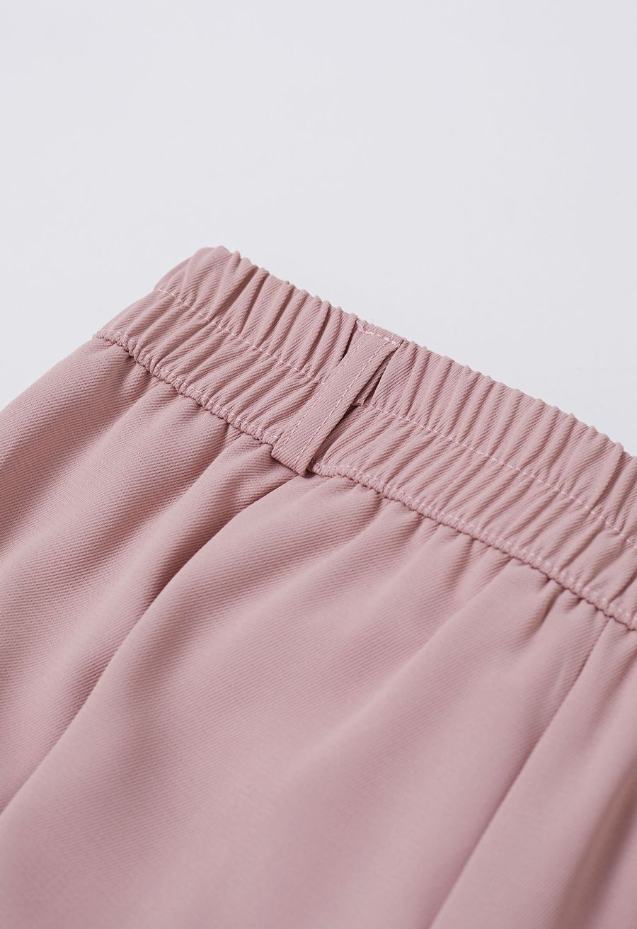 Simple Pleat Straight-Leg Pants in Pink