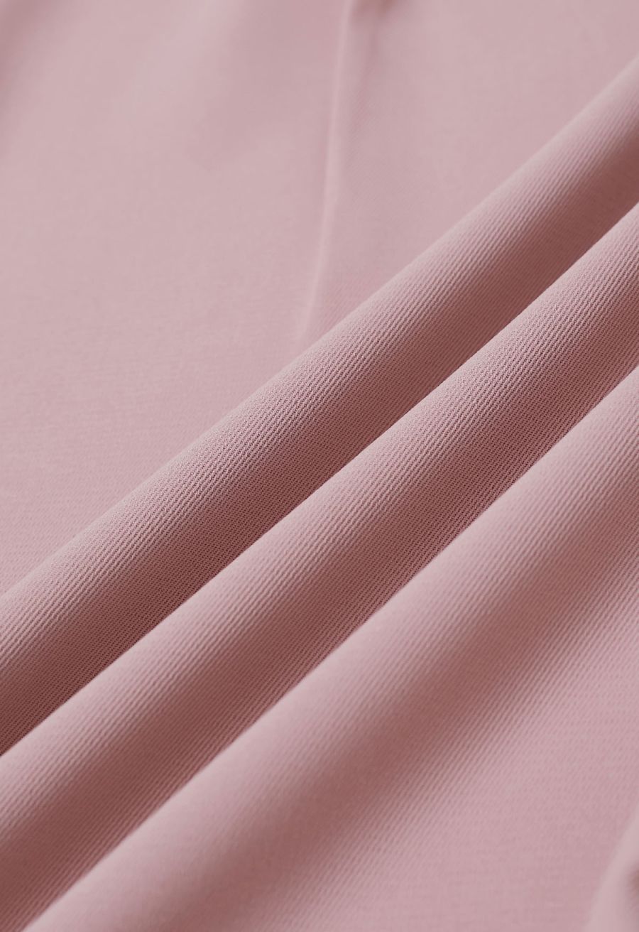Simple Pleat Straight-Leg Pants in Pink
