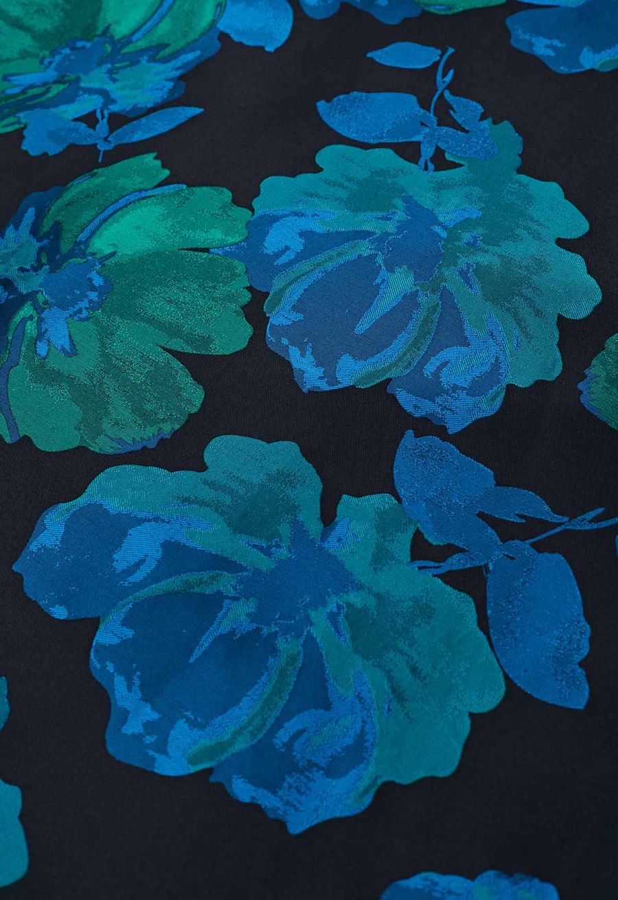 Floral Melody Jacquard A-Line Maxi Skirt in Teal