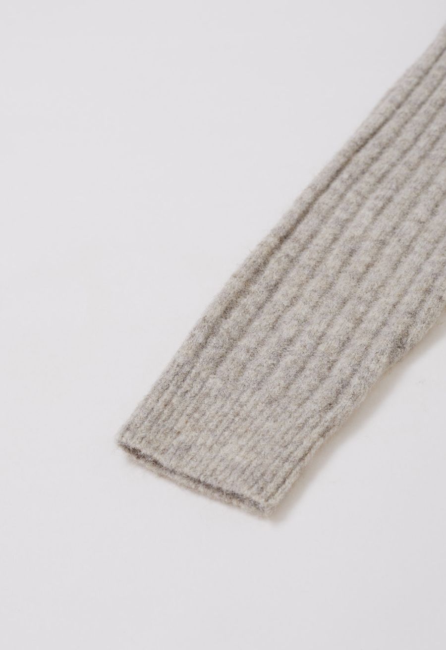 Cross Waist Wool-Blend Top and Skirt Set in Oatmeal