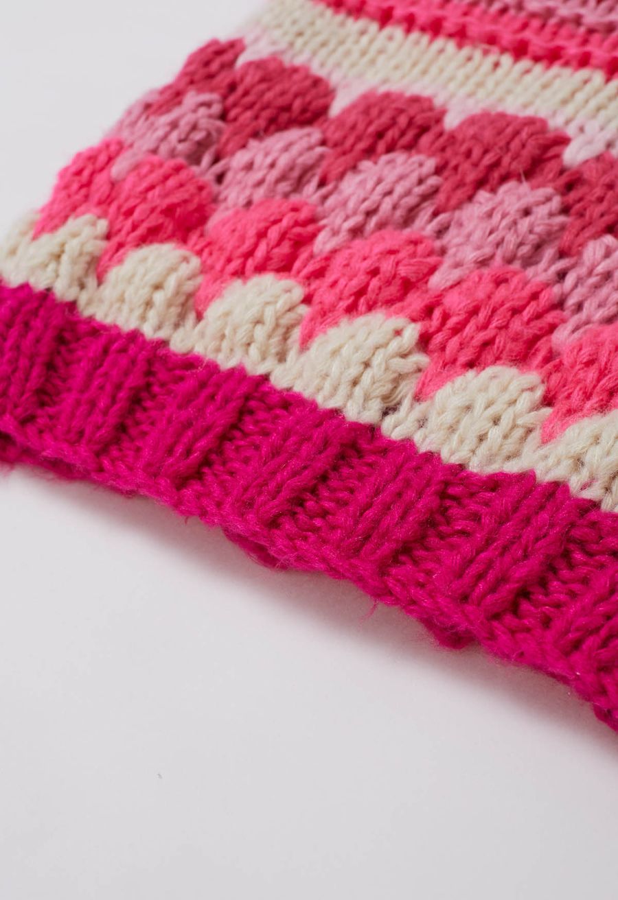Pretty in Pink Color Block Hand Knit Cardigan