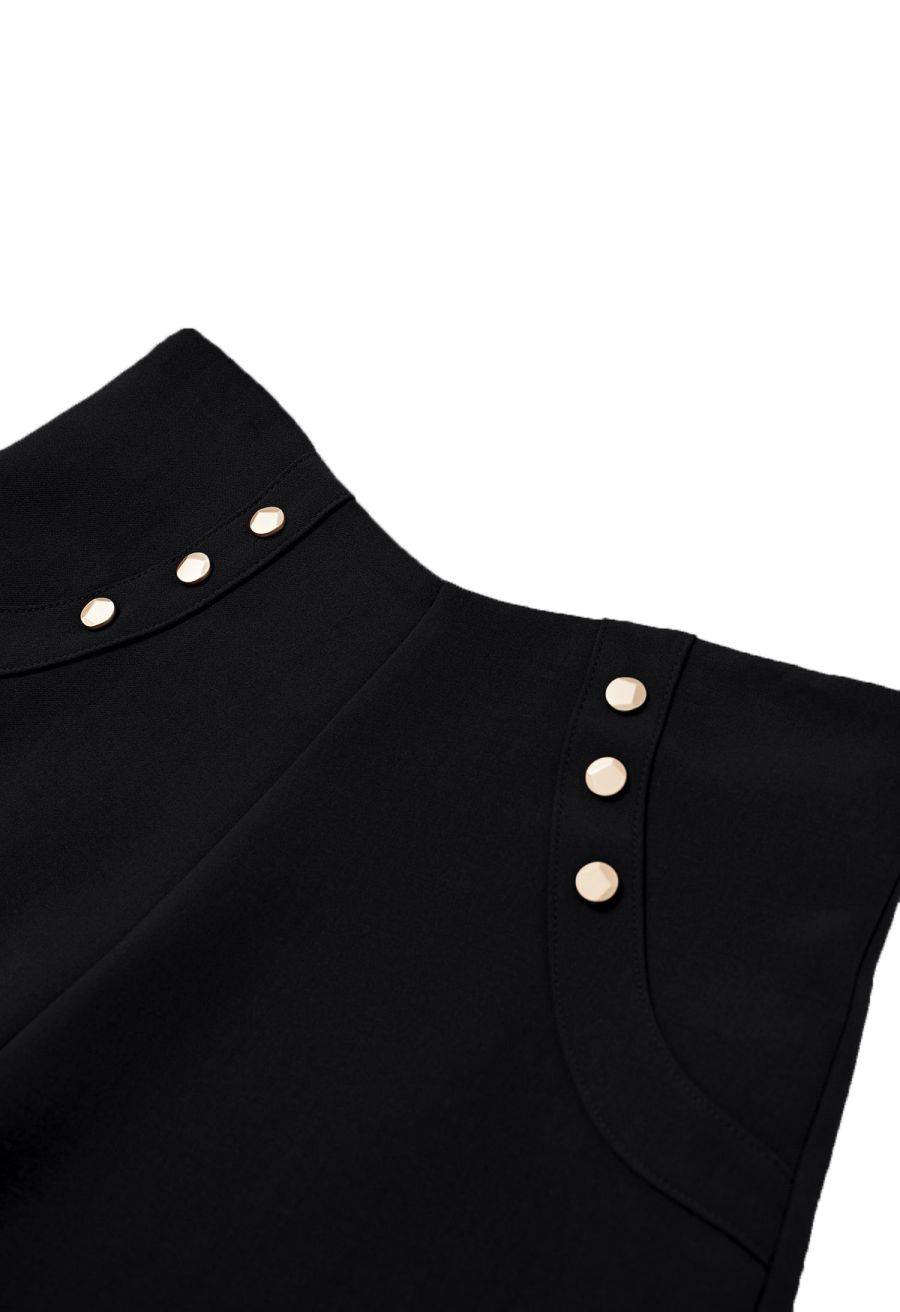 High Waist Button Decorated Shorts in Black