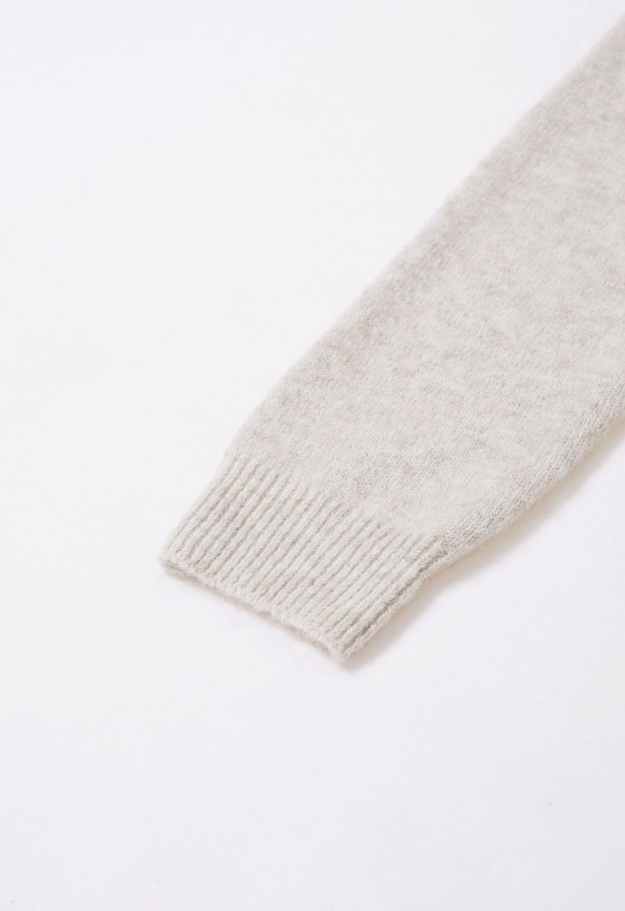 Bowknot Ribbon Pattern Ribbed Edge Knit Sweater