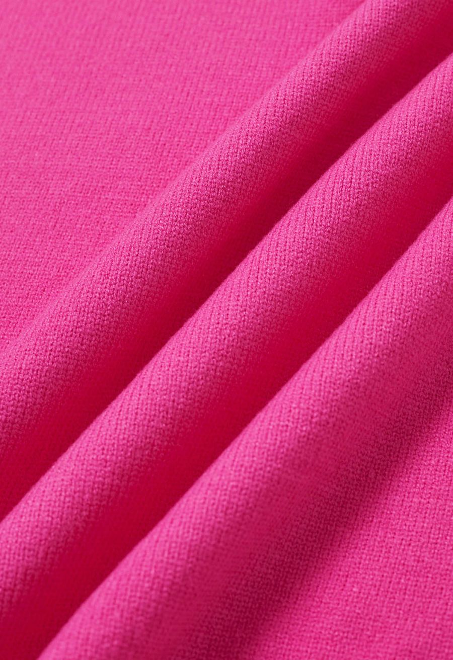 Red Lips Pattern Knit Sweater in Hot Pink