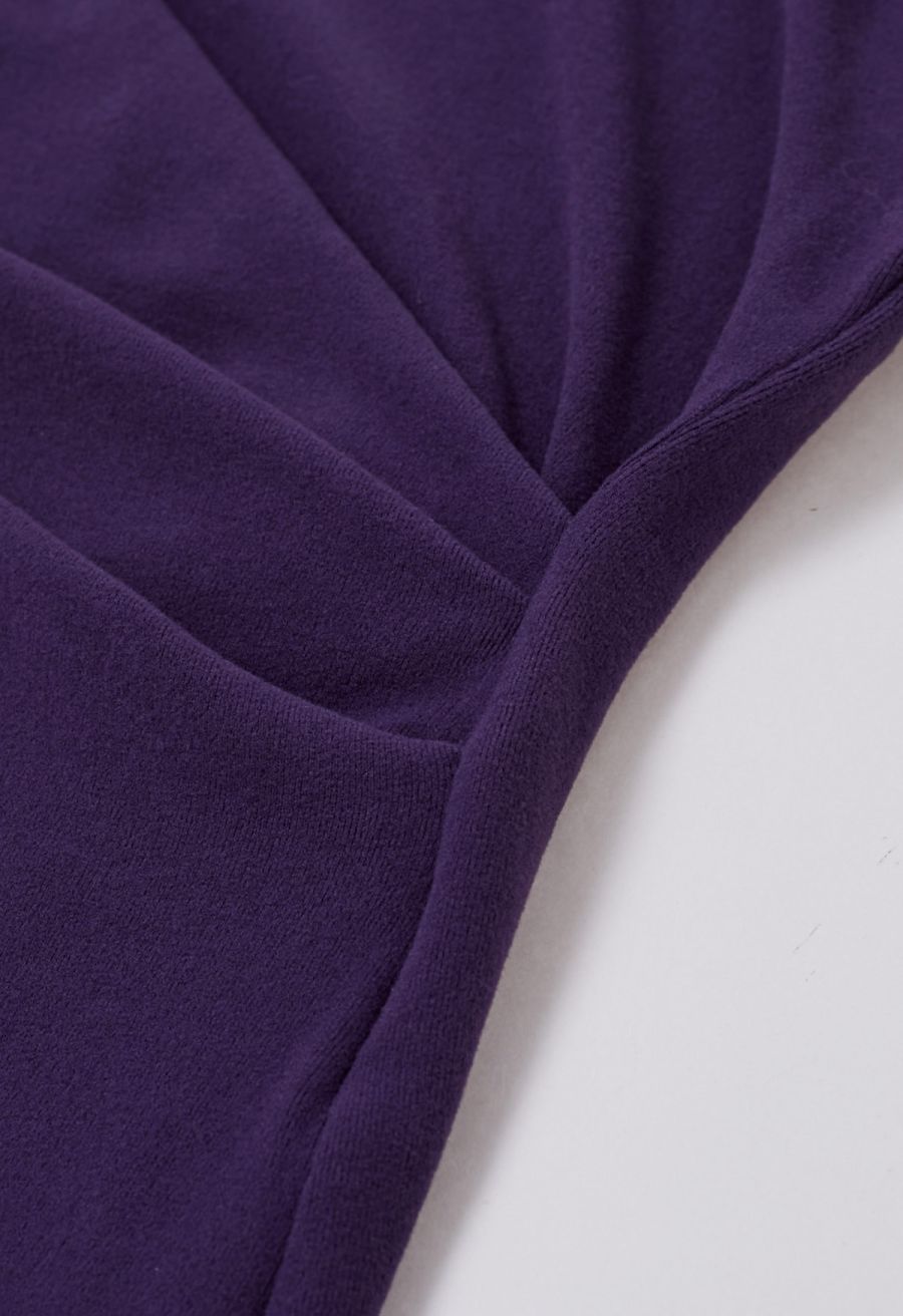 Solid Color Soft Wrap Top in Purple