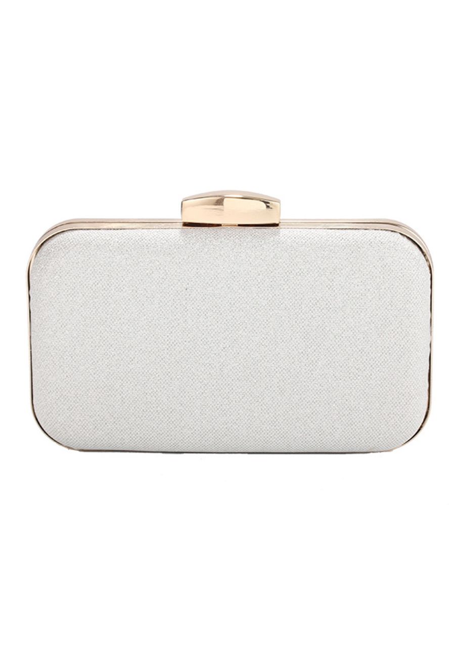 Beaded 3D Flower Clutch in Silver
