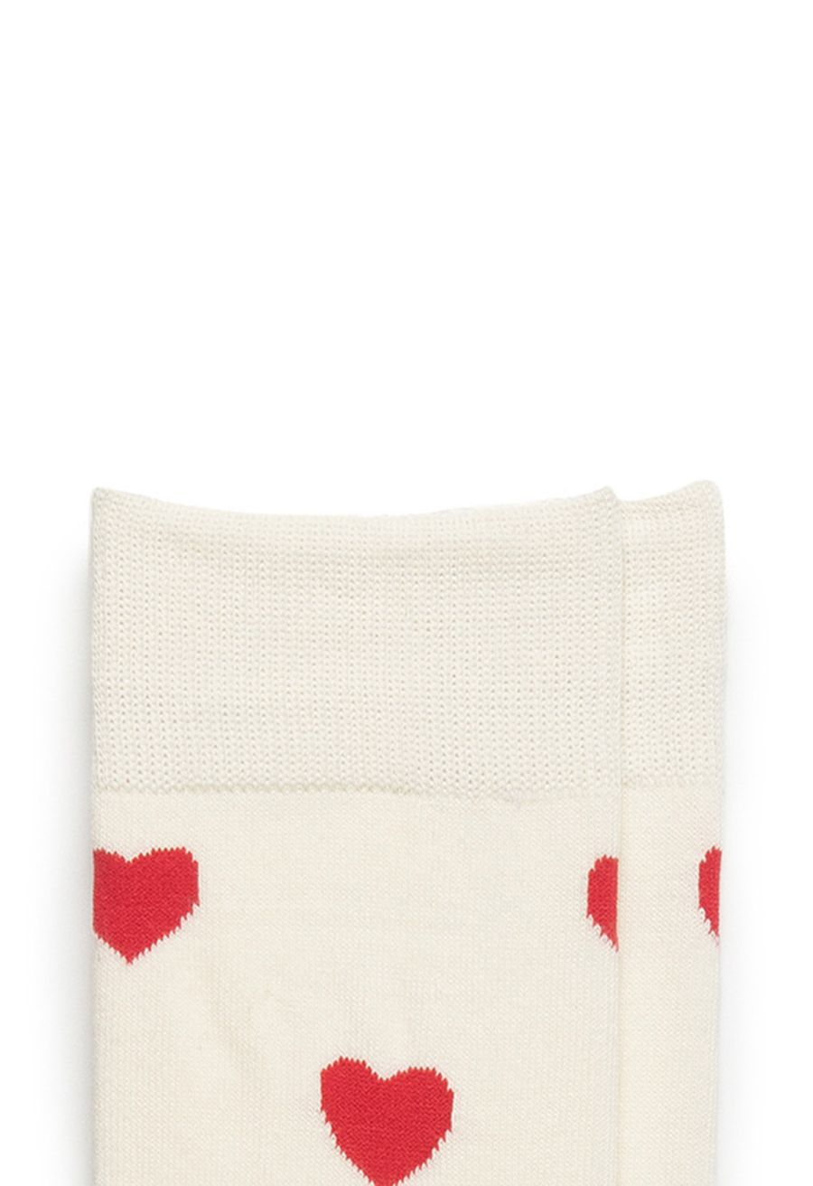 Little Red Heart Cotton Crew Socks