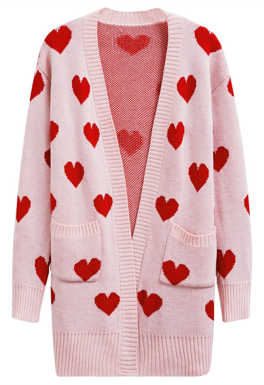 Love Embrace Open Front Knit Cardigan in Pink