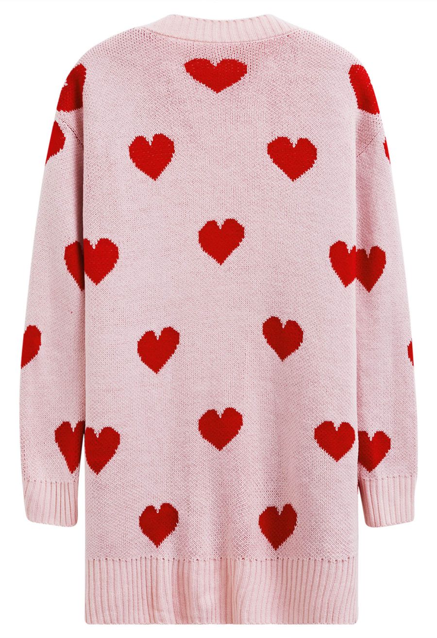 Love Embrace Open Front Knit Cardigan in Pink