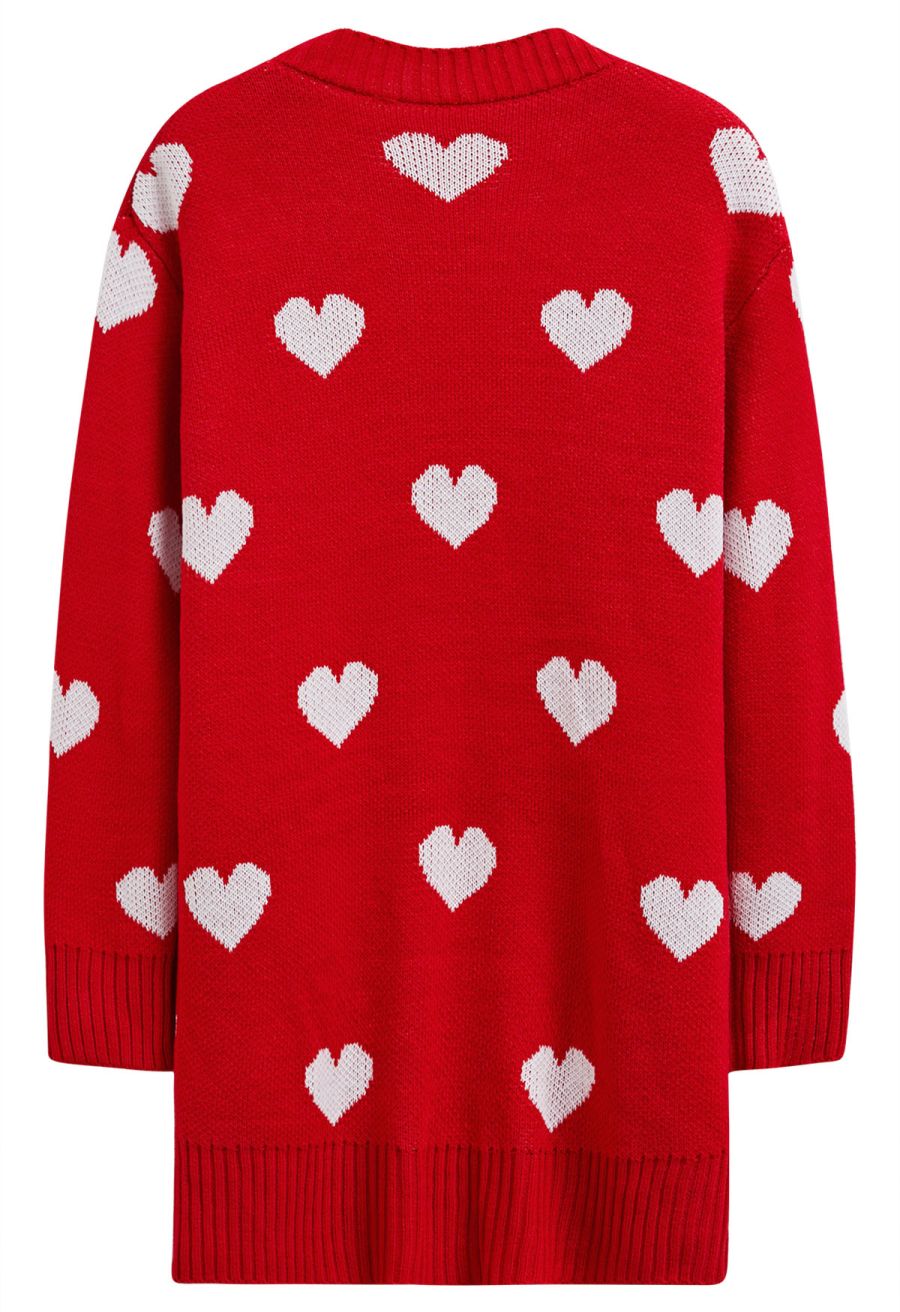 Love Embrace Open Front Knit Cardigan in Red
