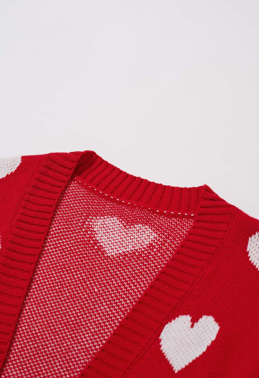 Love Embrace Open Front Knit Cardigan in Red