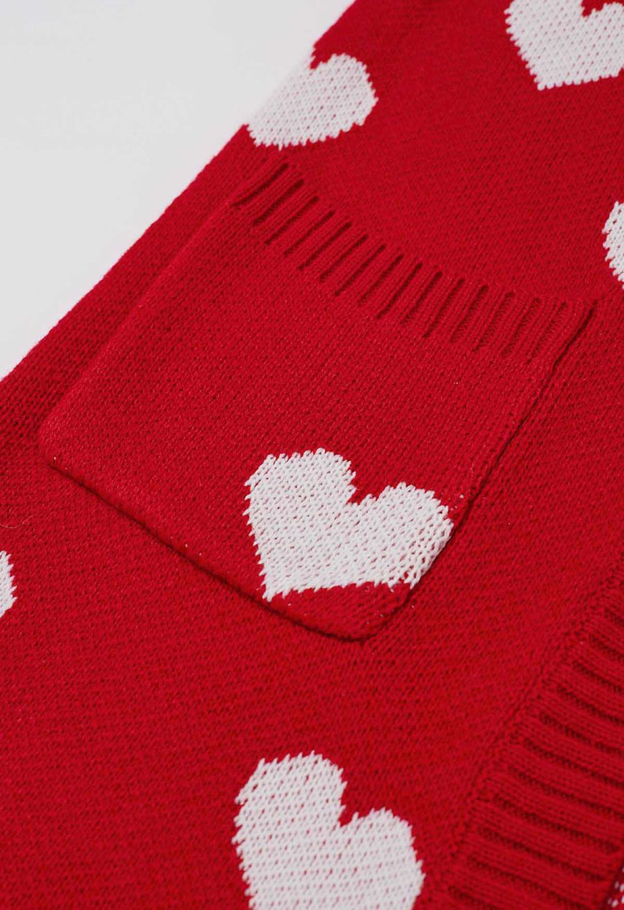Love Embrace Open Front Knit Cardigan in Red
