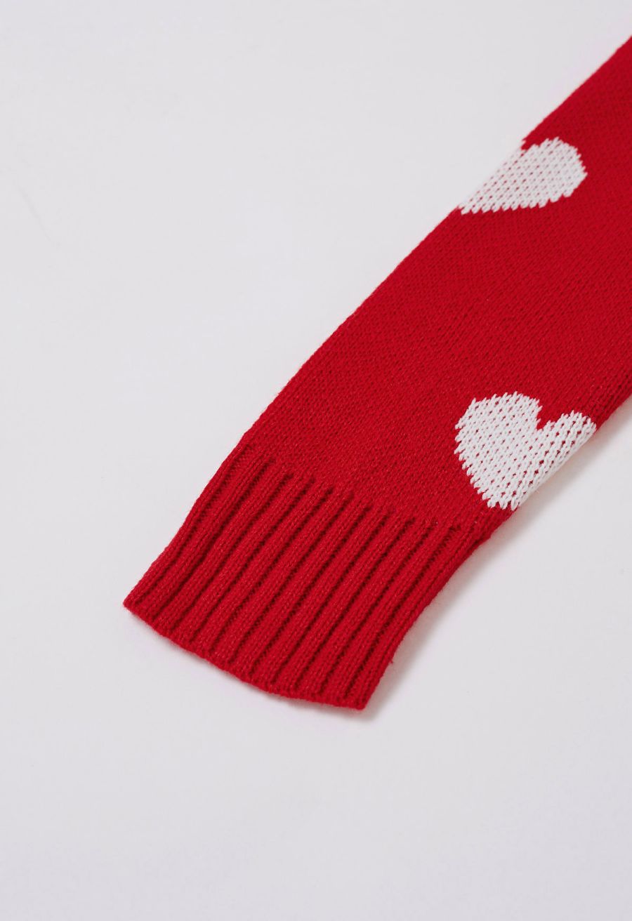 Love Embrace Open Front Knit Cardigan in Red