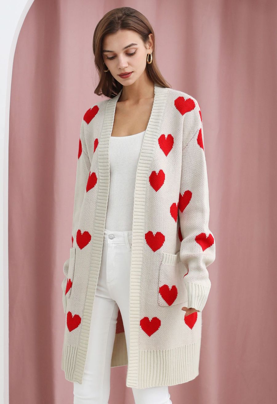 Love Embrace Open Front Knit Cardigan in Ivory