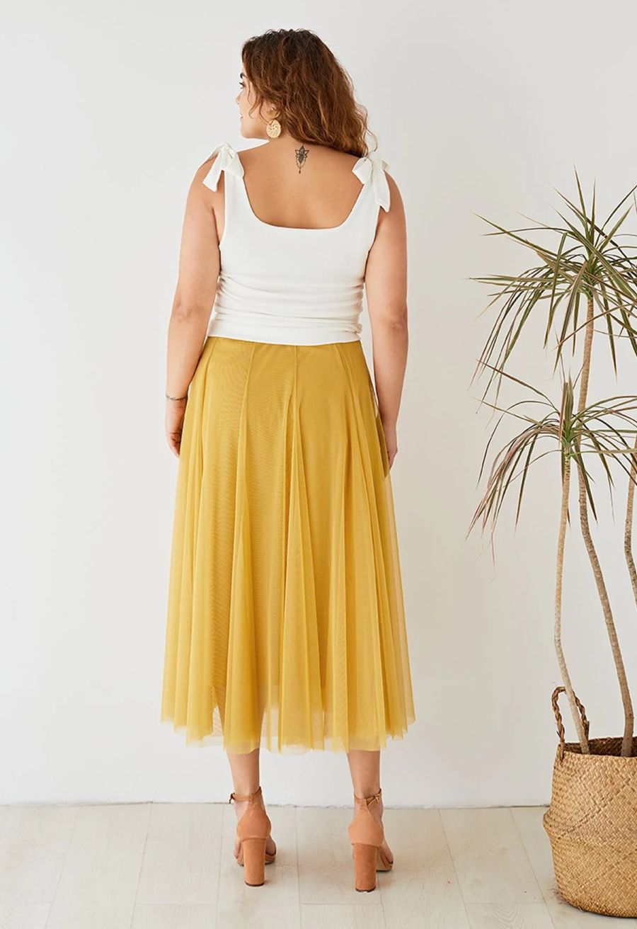 My Secret Garden Tulle Maxi Skirt in Yellow