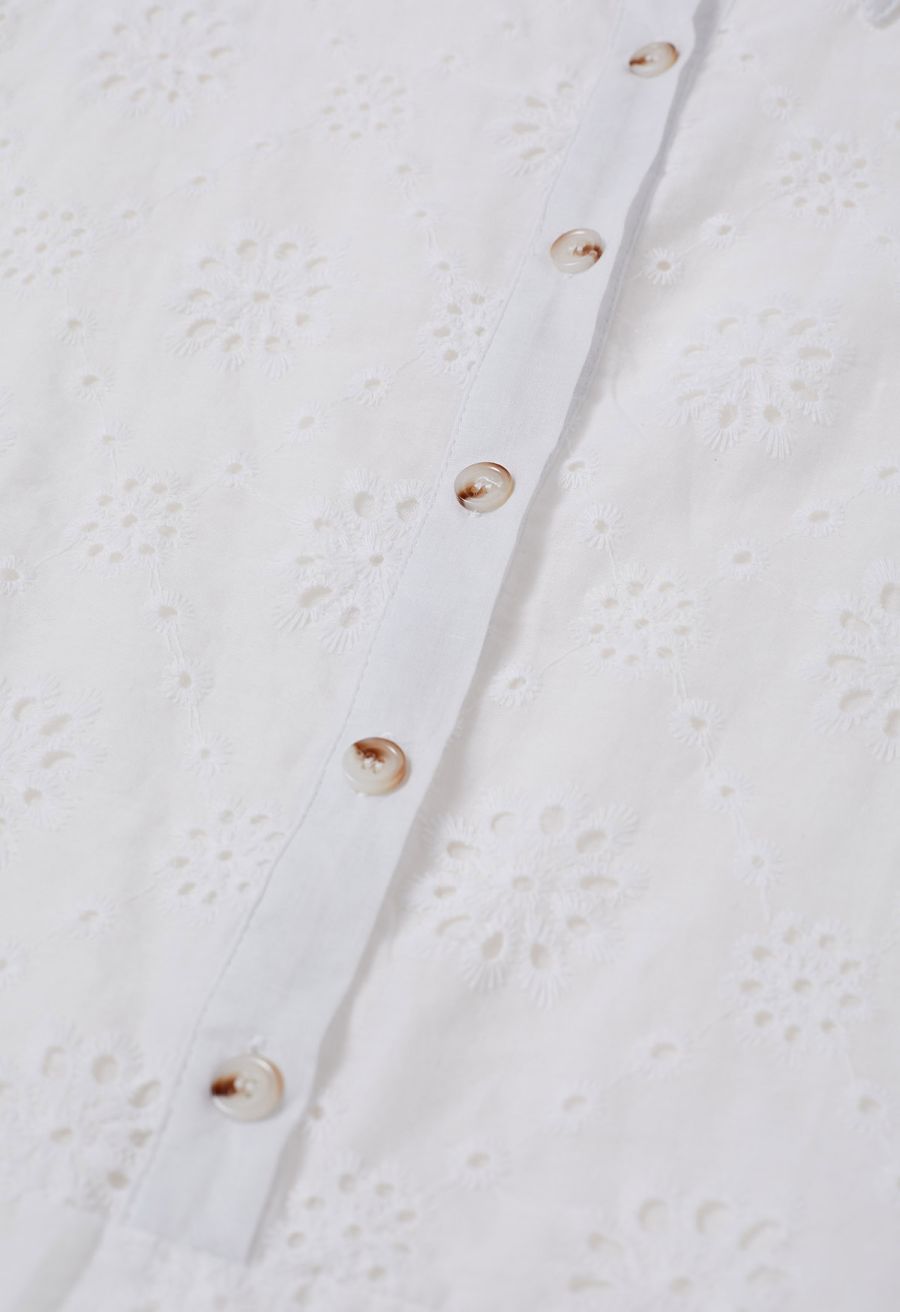 Floral Eyelet Embroidery Scalloped Edge Playsuit