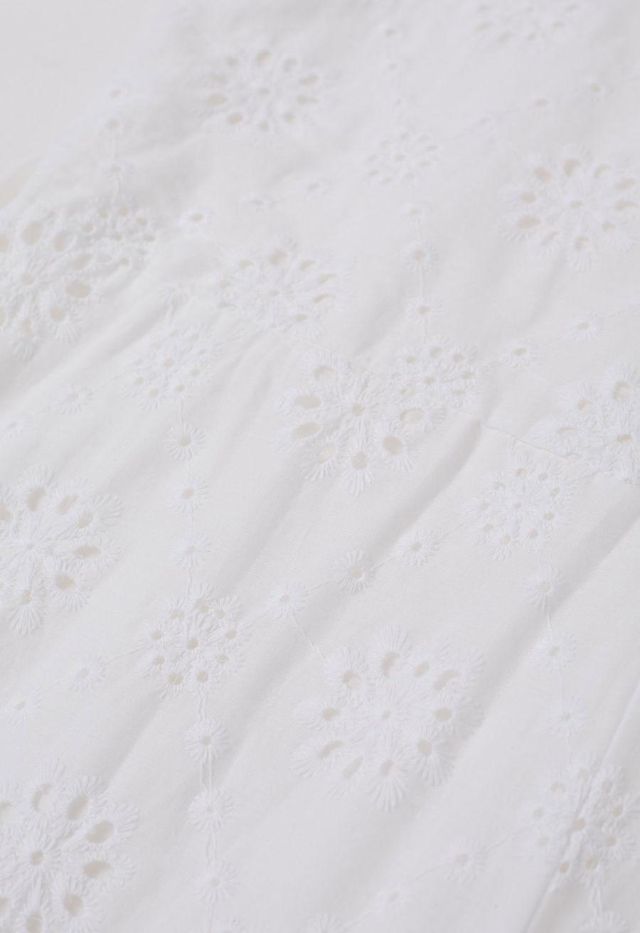 Floral Eyelet Embroidery Scalloped Edge Playsuit